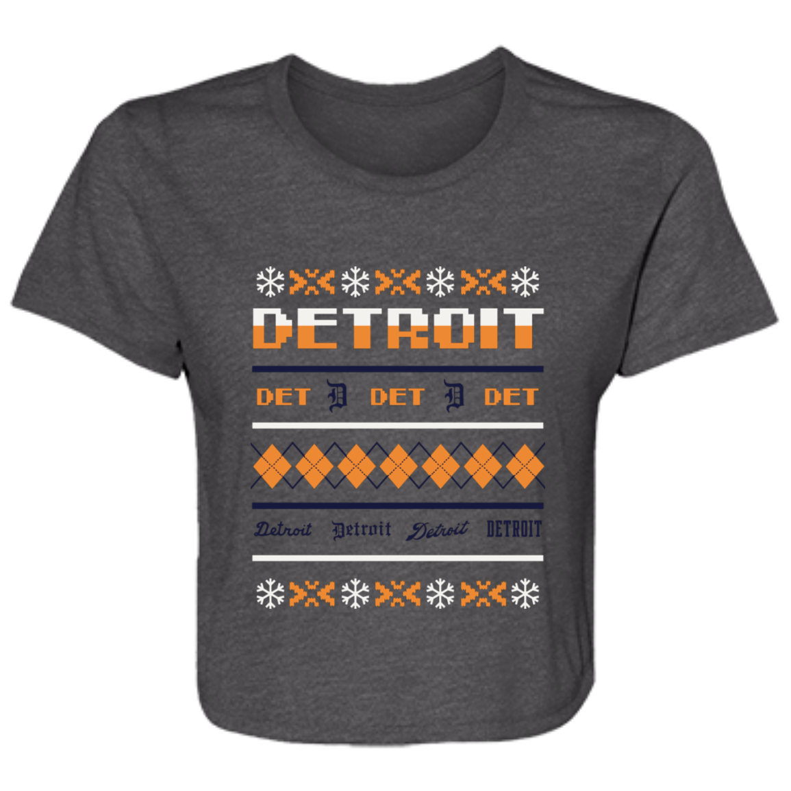 Detroit Baseball Sweater - Orange + White Flowy Cropped Tee