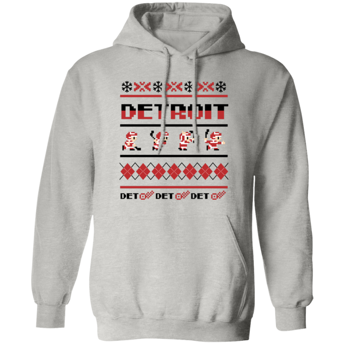 Detroit Hockey Sweater - Red + Black Classic Unisex Hoodie