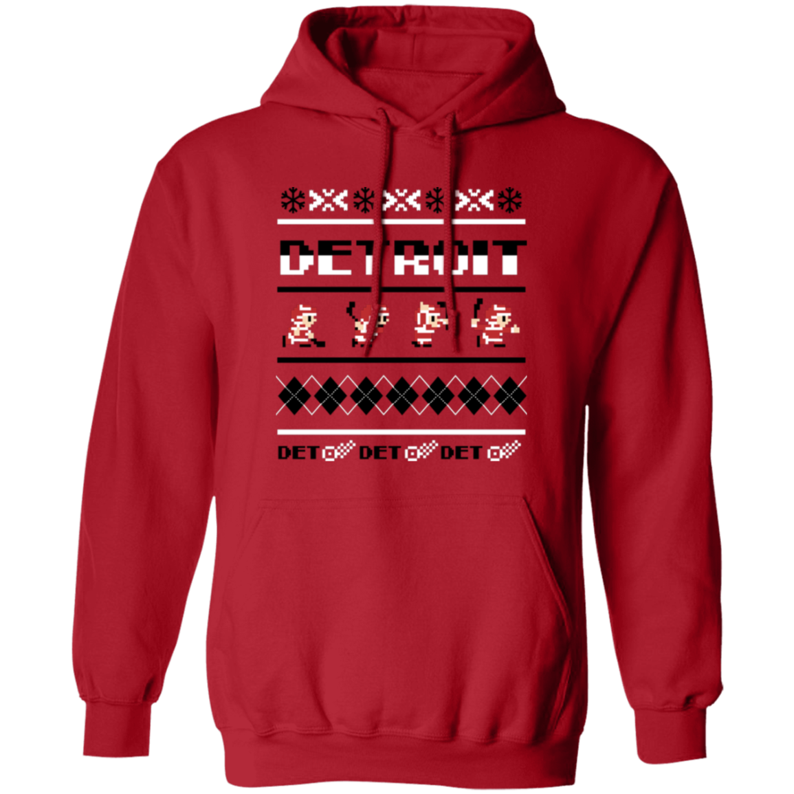 Detroit Hockey Sweater - Black + White Classic Unisex Hoodie