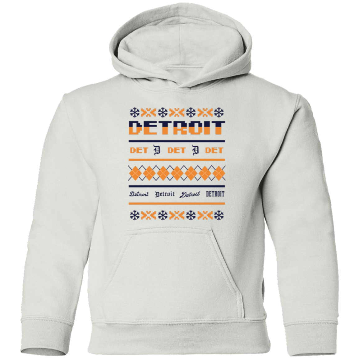 Detroit Baseball Sweater - Navy + Orange Kids Unisex Classic Hoodie