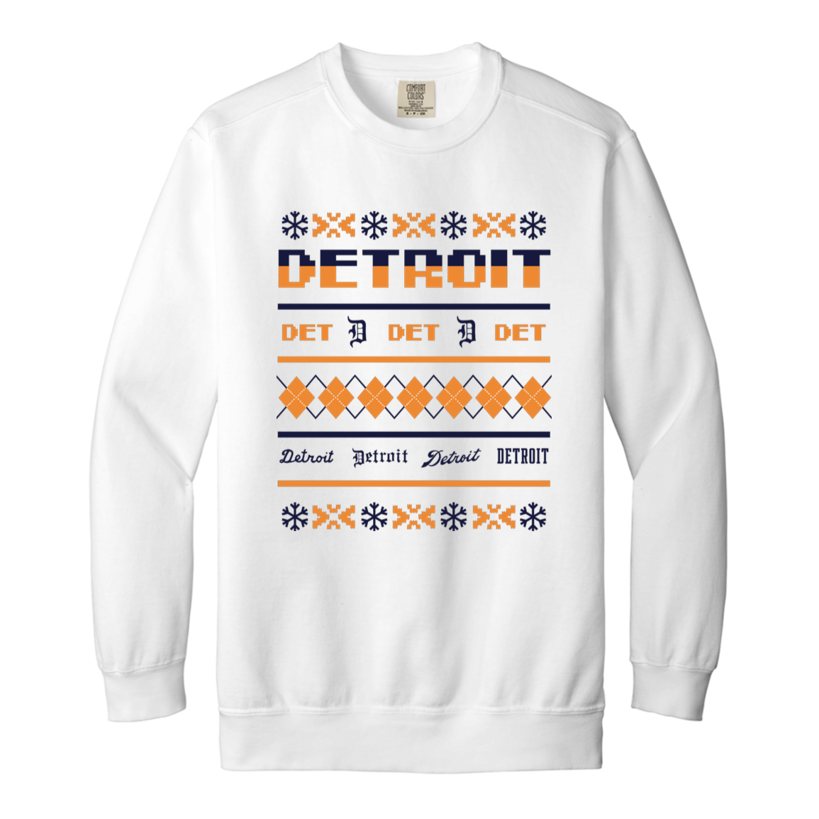 Detroit Baseball Sweater - Navy + Orange Vintage Wash Crewneck Sweatshirt