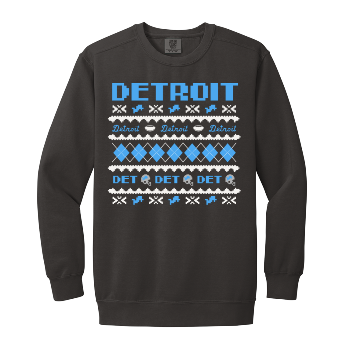Detroit Football Sweater - White Vintage Wash Crewneck Sweatshirt