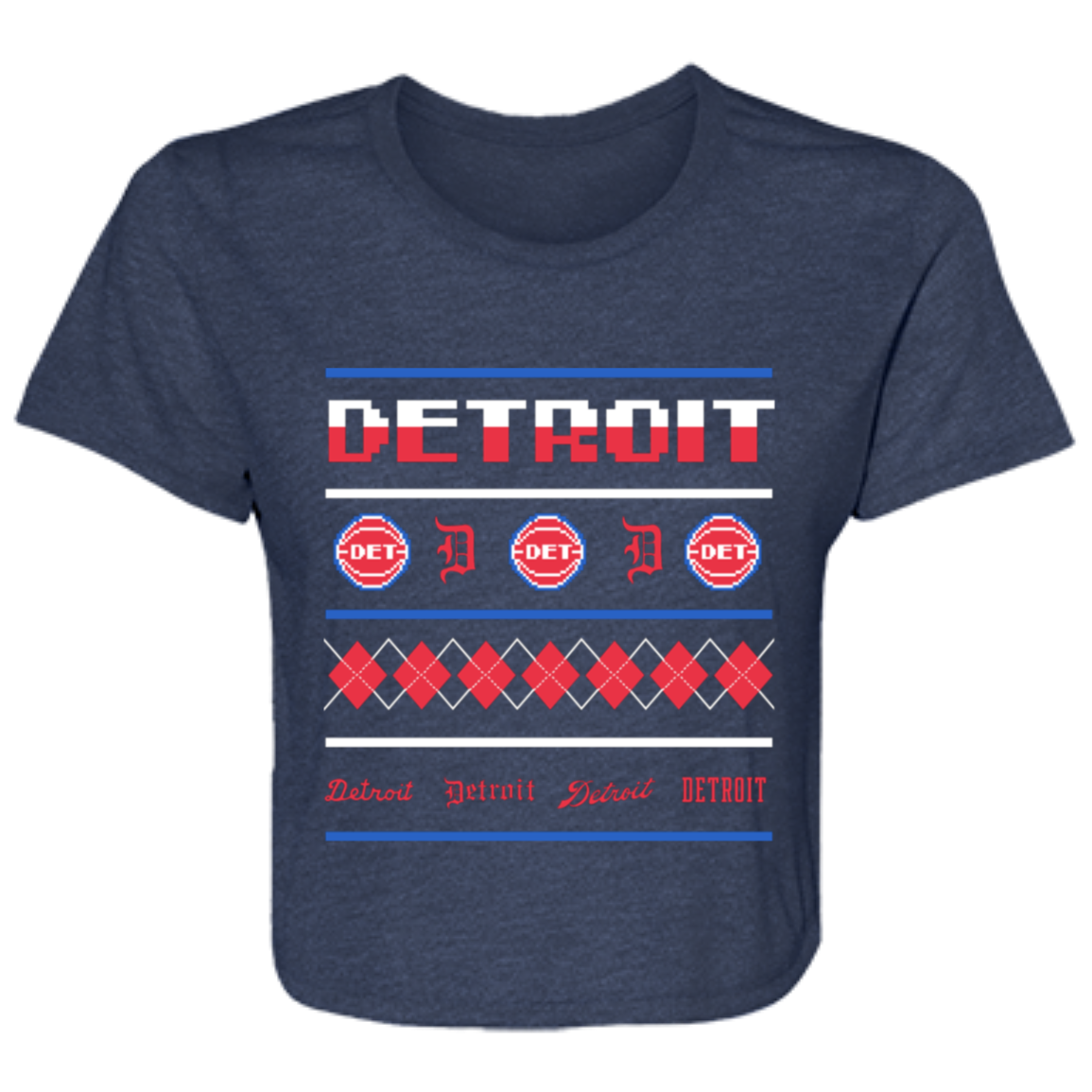 Detroit Basketball Sweater - White Flowy Cropped Tee