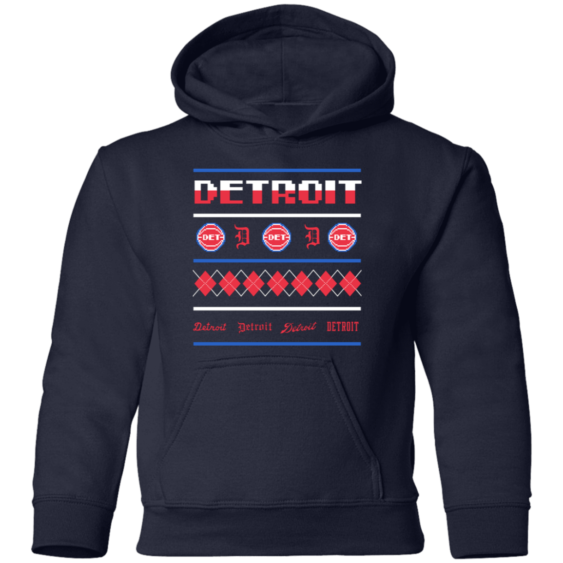 Detroit Basketball Sweater - White Kids Unisex Classic Hoodie