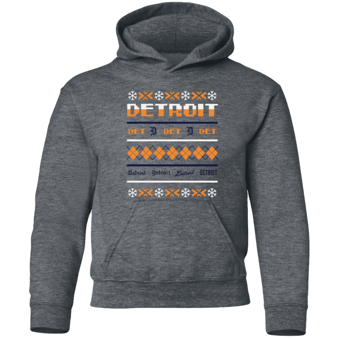 Detroit Baseball Sweater - Orange + White Kids Unisex Classic Hoodie