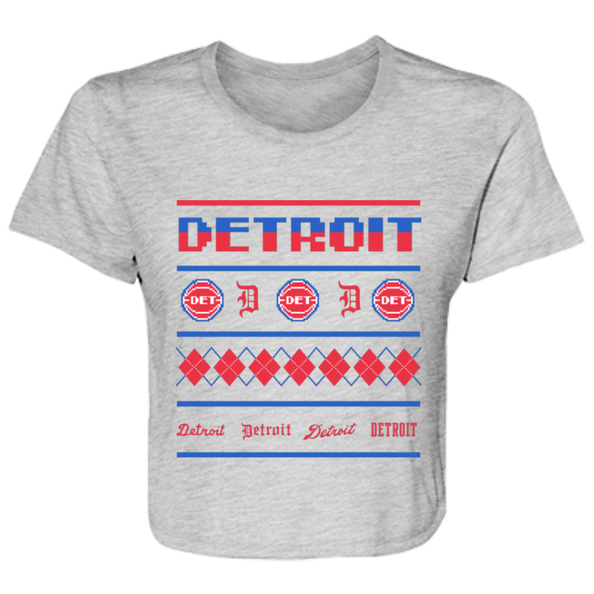 Detroit Basketball Sweater - Red Flowy Cropped Tee