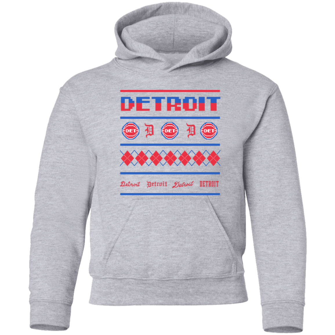 Detroit Basketball Sweater - Red Kids Unisex Classic Hoodie