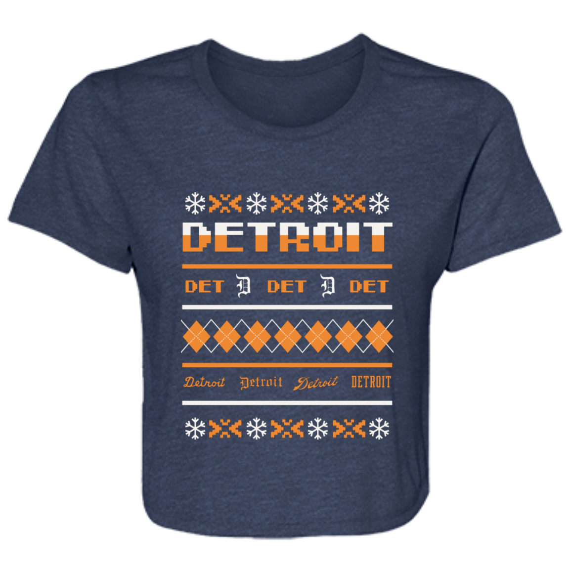 Detroit Baseball Sweater - White + Orange Flowy Cropped Tee
