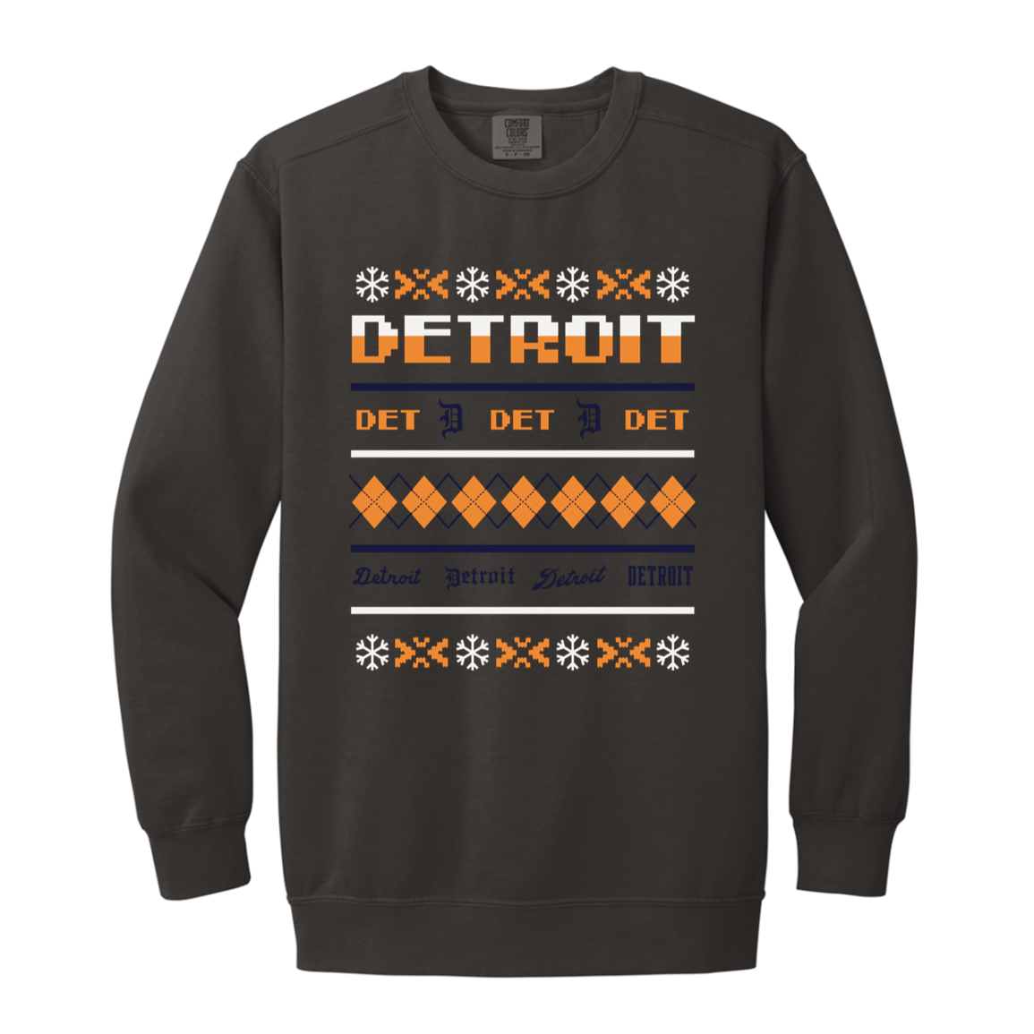 Detroit Baseball Sweater - Orange + White Vintage Wash Crewneck Sweatshirt