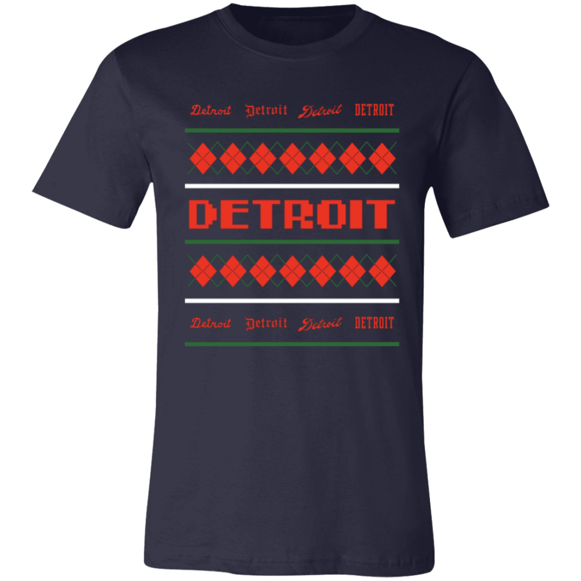 Detroit Ugly Christmas Sweater - Green + REd Unisex Classic T-Shirt
