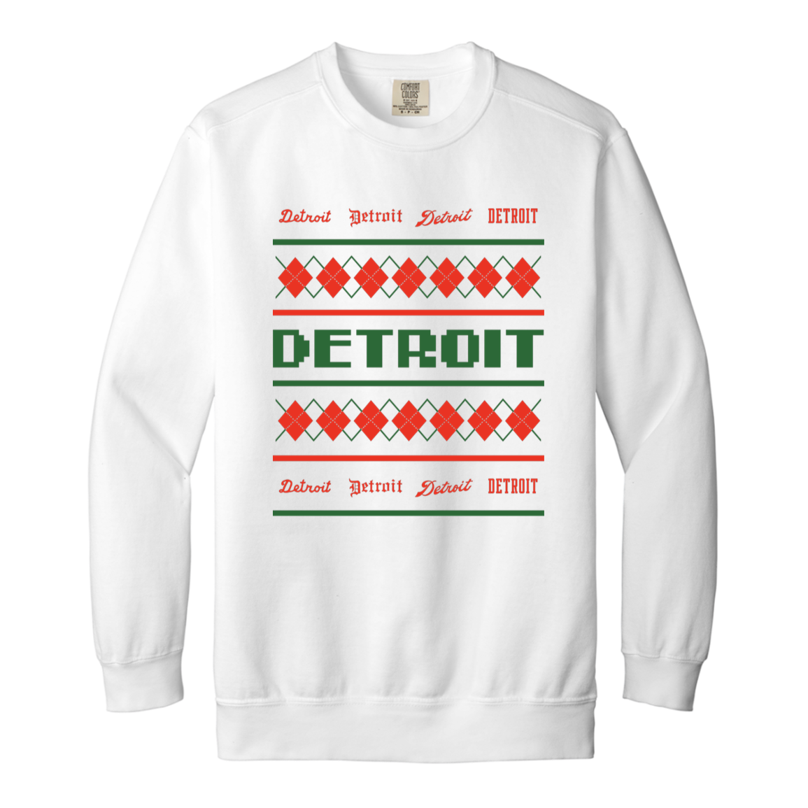 Detroit City Ugly Christmas Sweater Vintage Wash Crewneck Sweatshirt