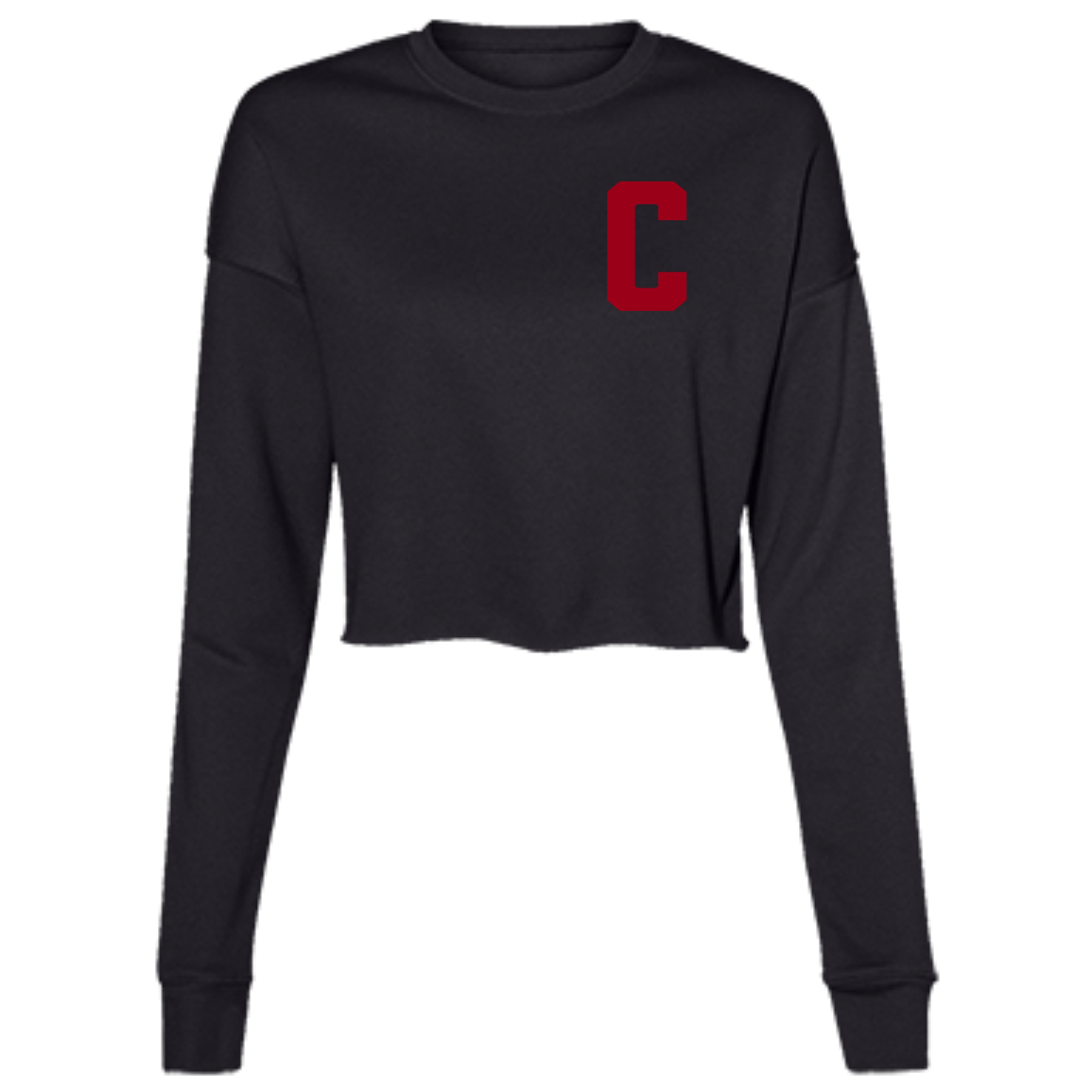 Hockey Captains C - Red Women's Cropped Crewneck Sweatshirt