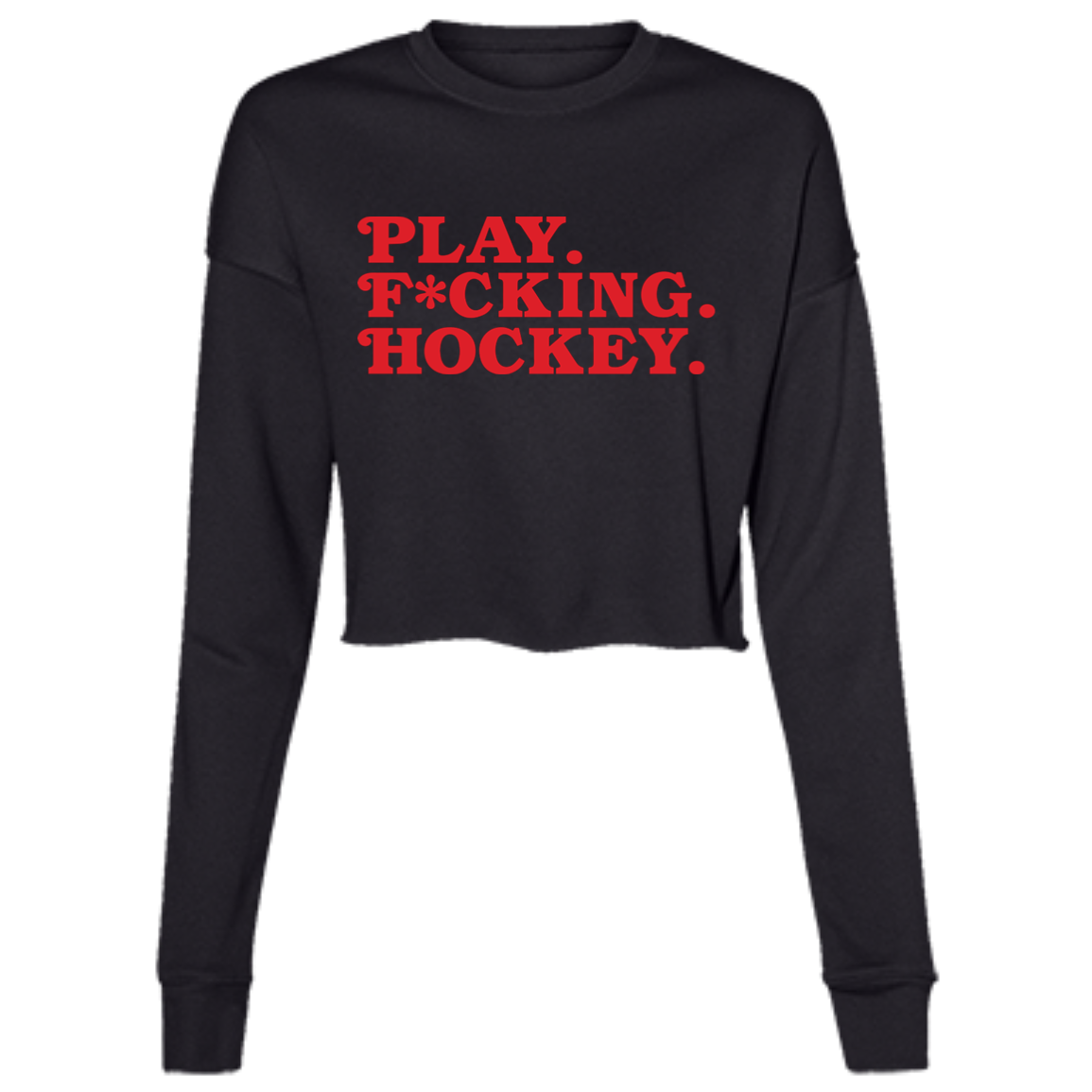 Play FKN Hockey - Red Women's Cropped Crewneck Sweatshirt