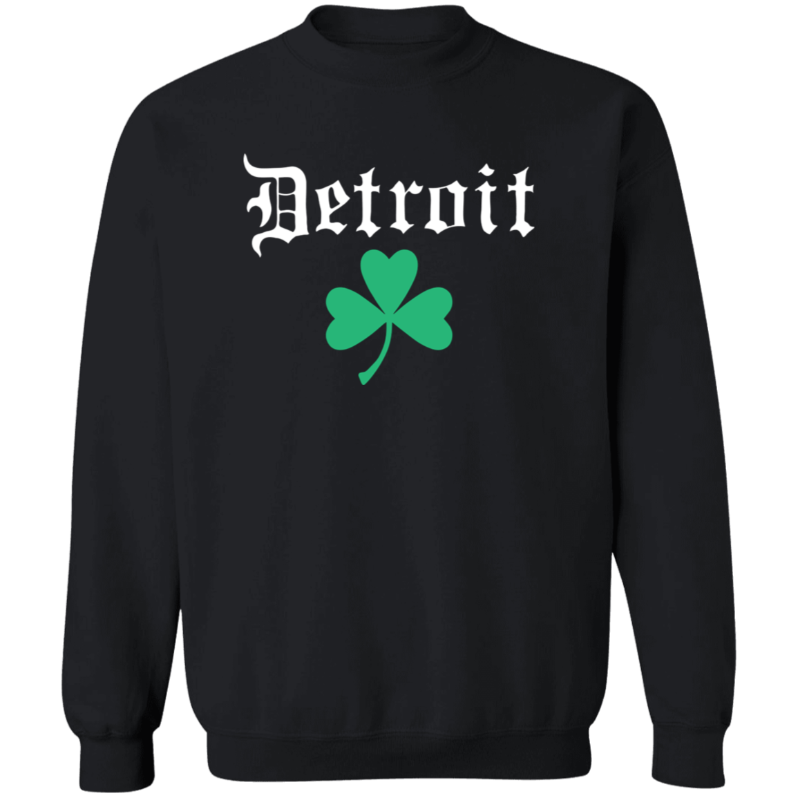 Old English Detroit Shamrock - White Classic Crewneck Sweatshirt