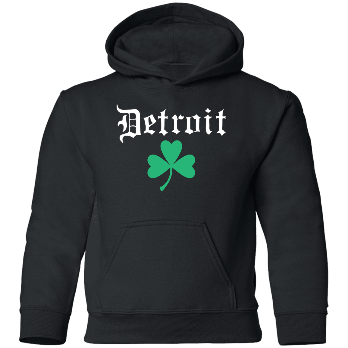 Old English Detroit Shamrock - White Kids Unisex Classic Hoodie