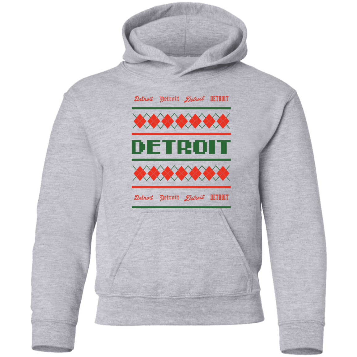Detroit City Ugly Christmas Sweater Kids Unisex Classic Hoodie