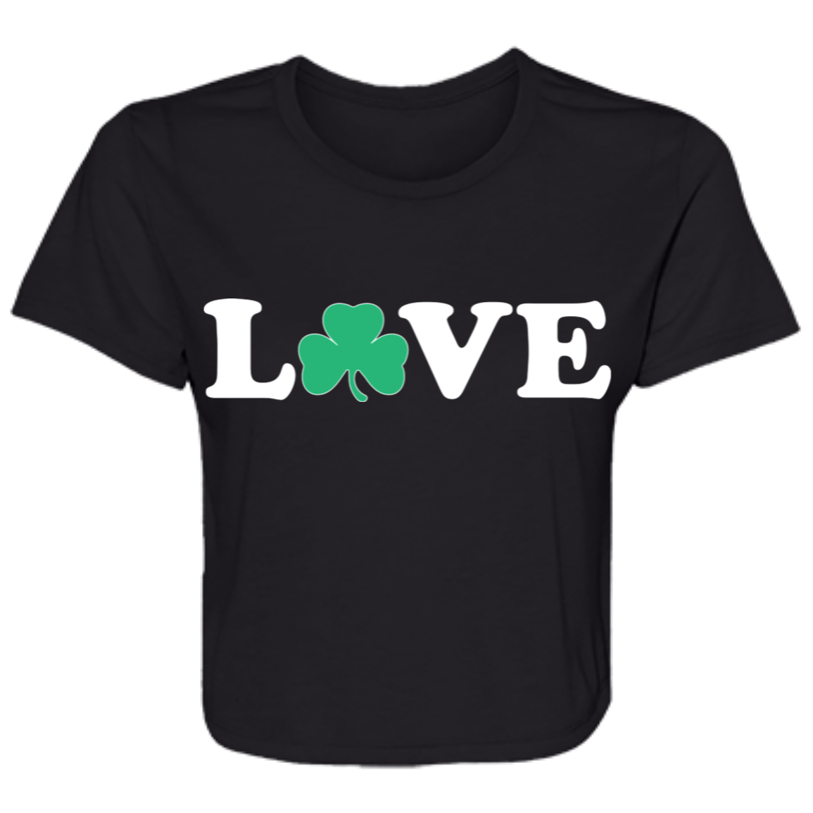 Love Shamrock - White Flowy Cropped Tee