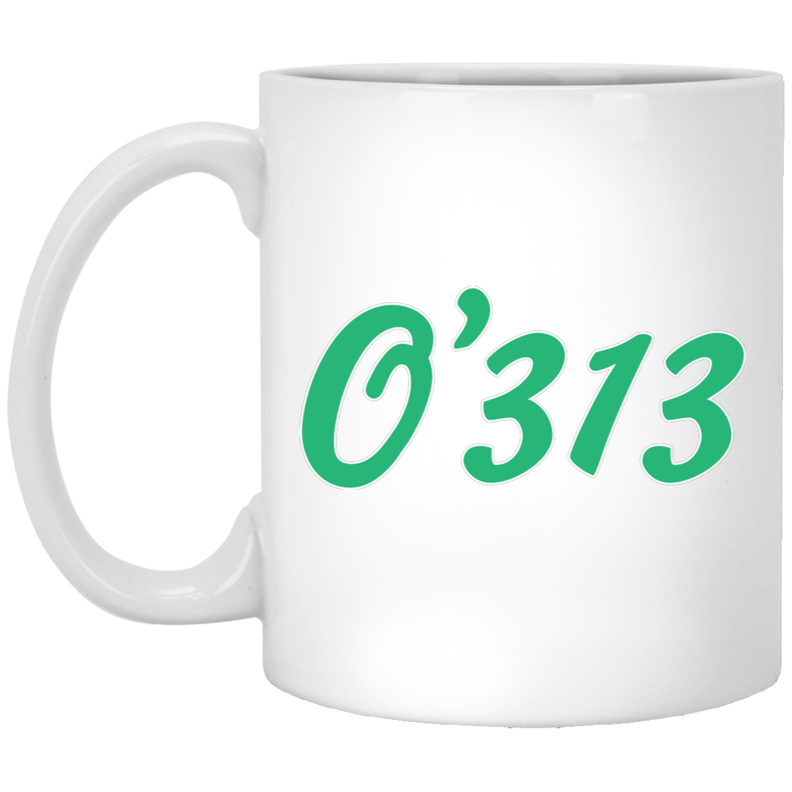 O'313 - Green White White Mug
