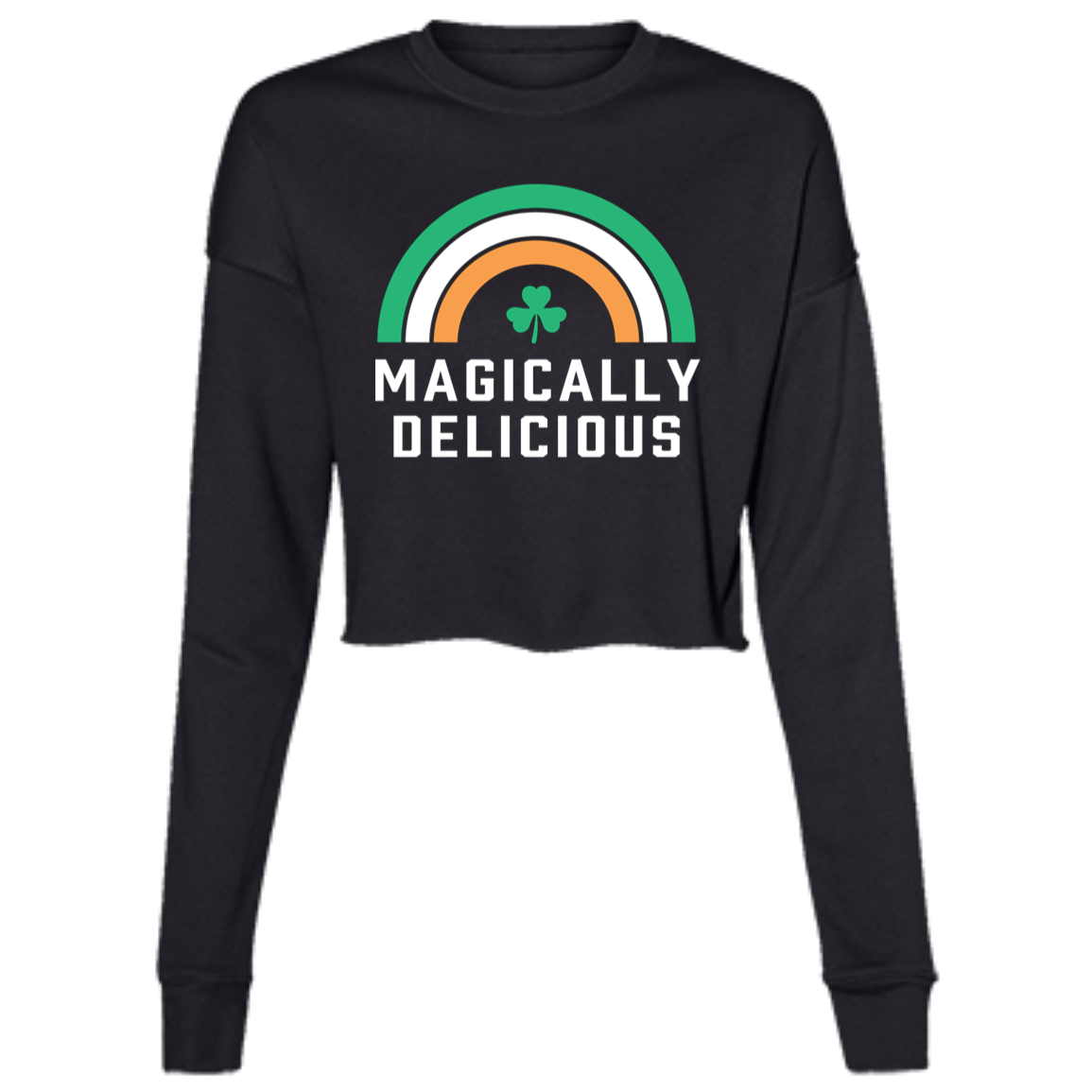 Magically Delicious - Green White Orange Women's Cropped Crewneck Sweatshirt