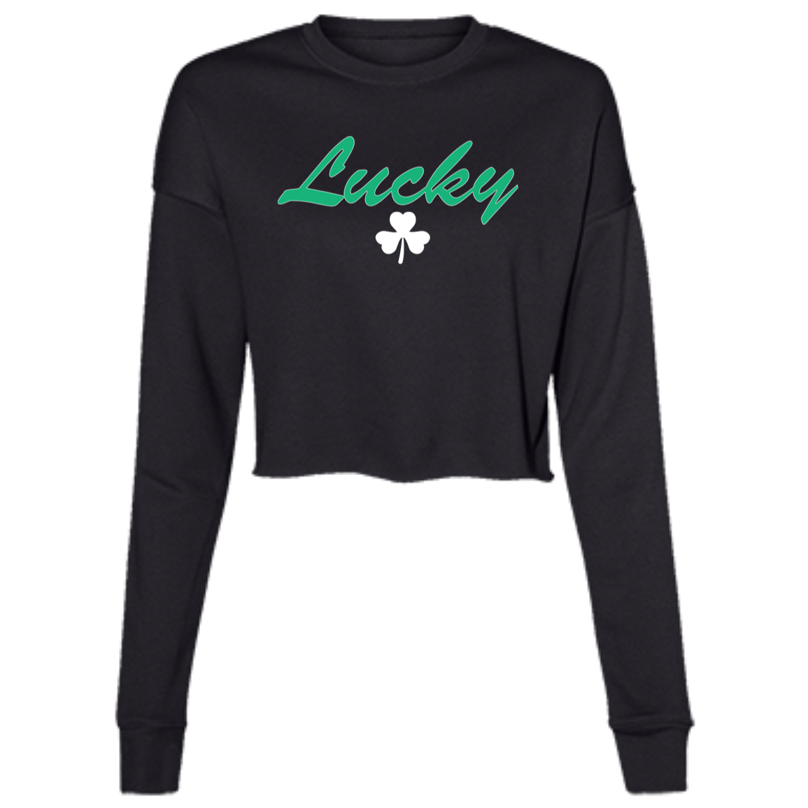 Luck Script - White Women's Cropped Crewneck Sweatshirt