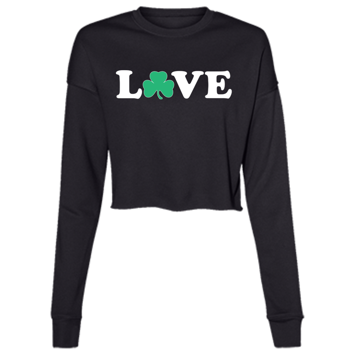 Love Shamrock - White Women's Cropped Crewneck Sweatshirt
