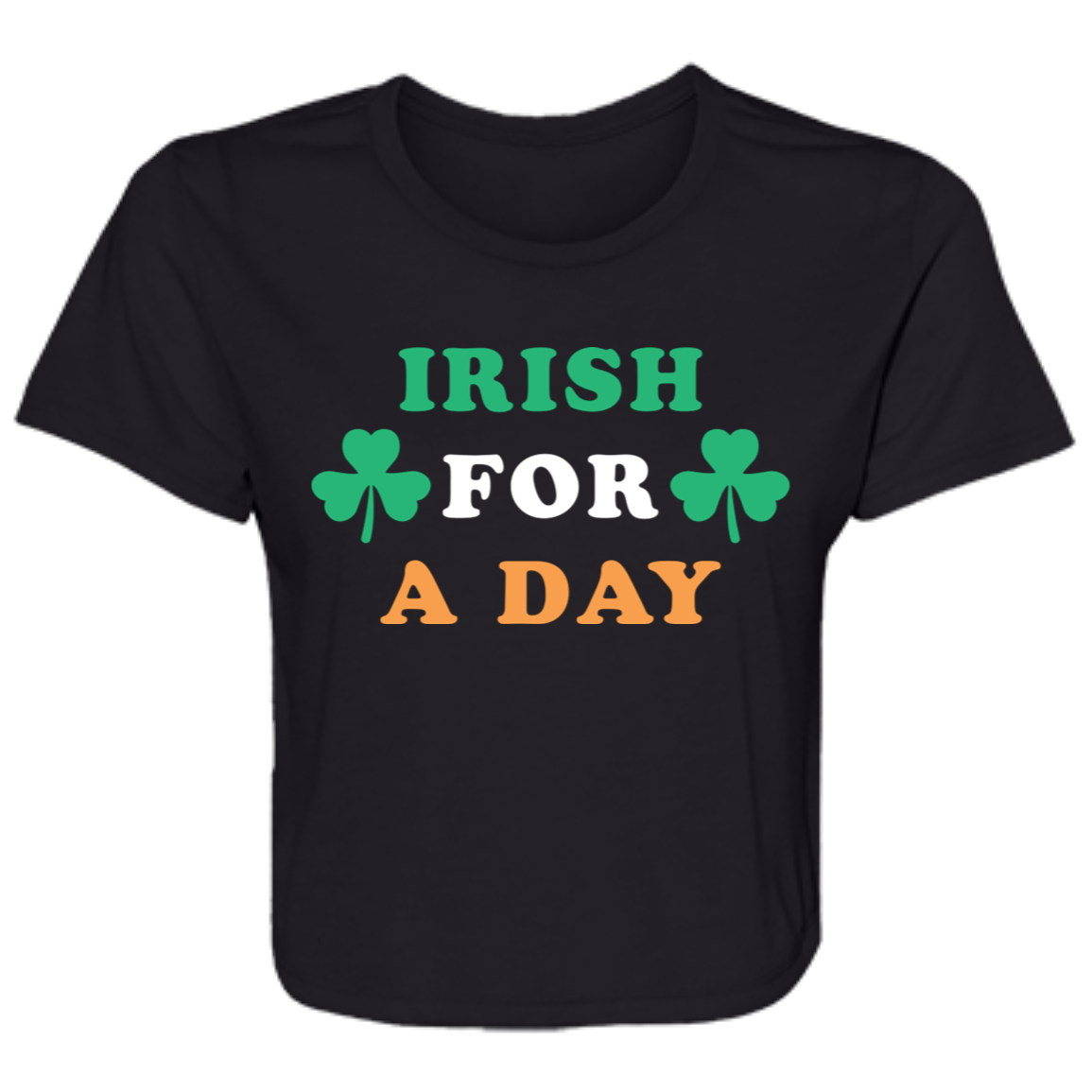 Irish For A Day - Green White Orange Flowy Cropped Tee