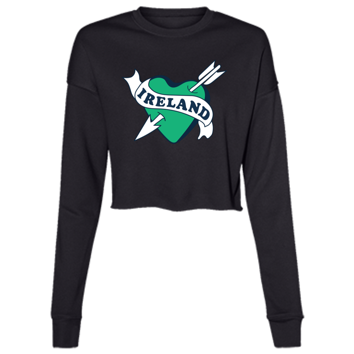 Ireland Heart - Green Women's Cropped Crewneck Sweatshirt