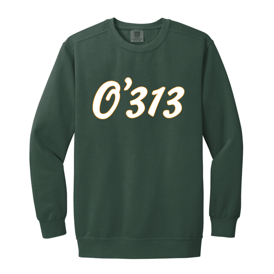 O'313 - White Orange Vintage Wash Crewneck Sweatshirt