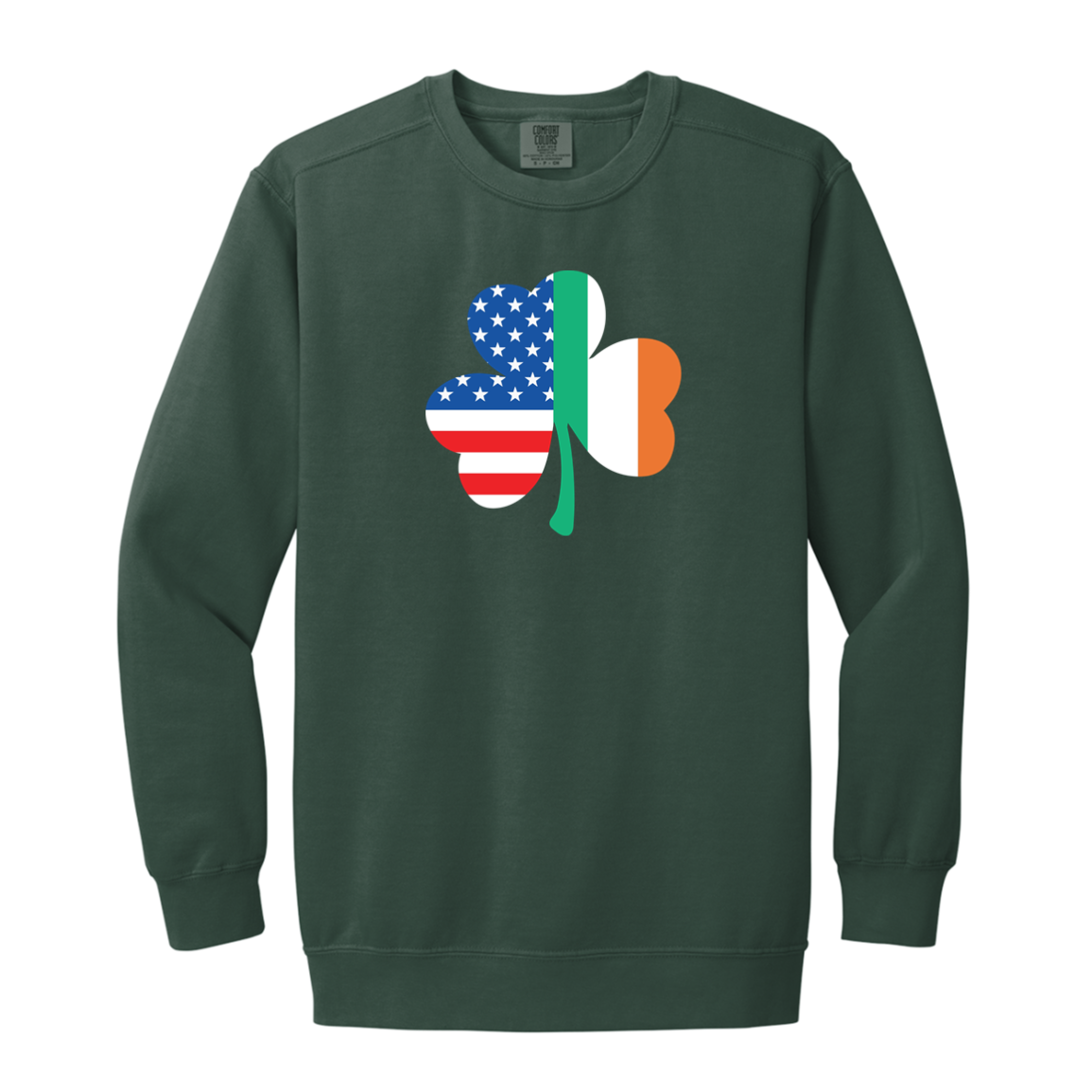 Irish American Flag Shamrock Vintage Wash Crewneck Sweatshirt