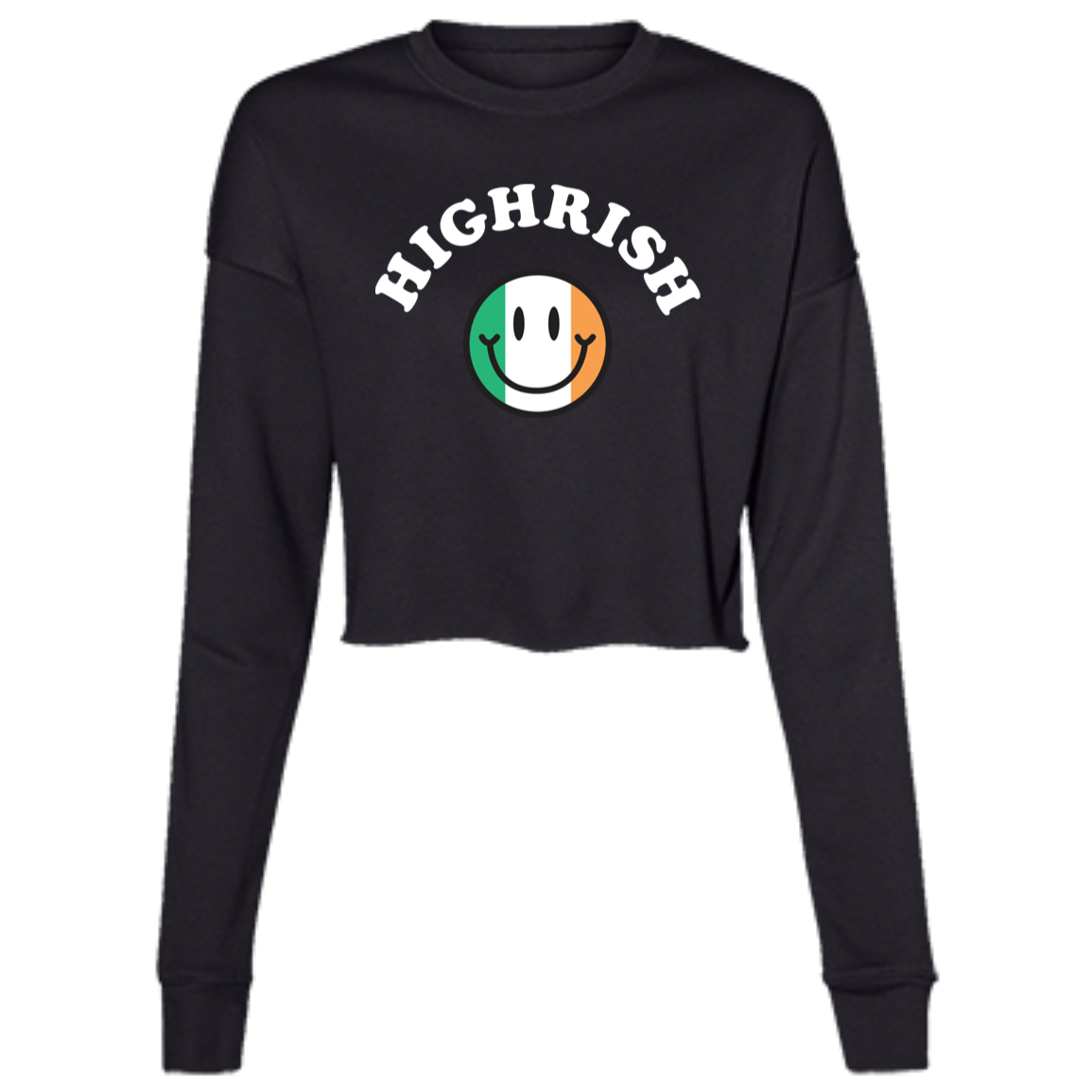 Highrish - White Women's Cropped Crewneck Sweatshirt
