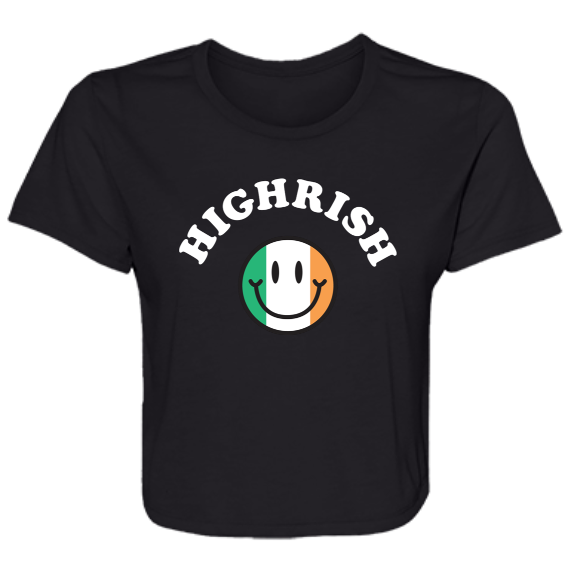 Highrish - White Flowy Cropped Tee