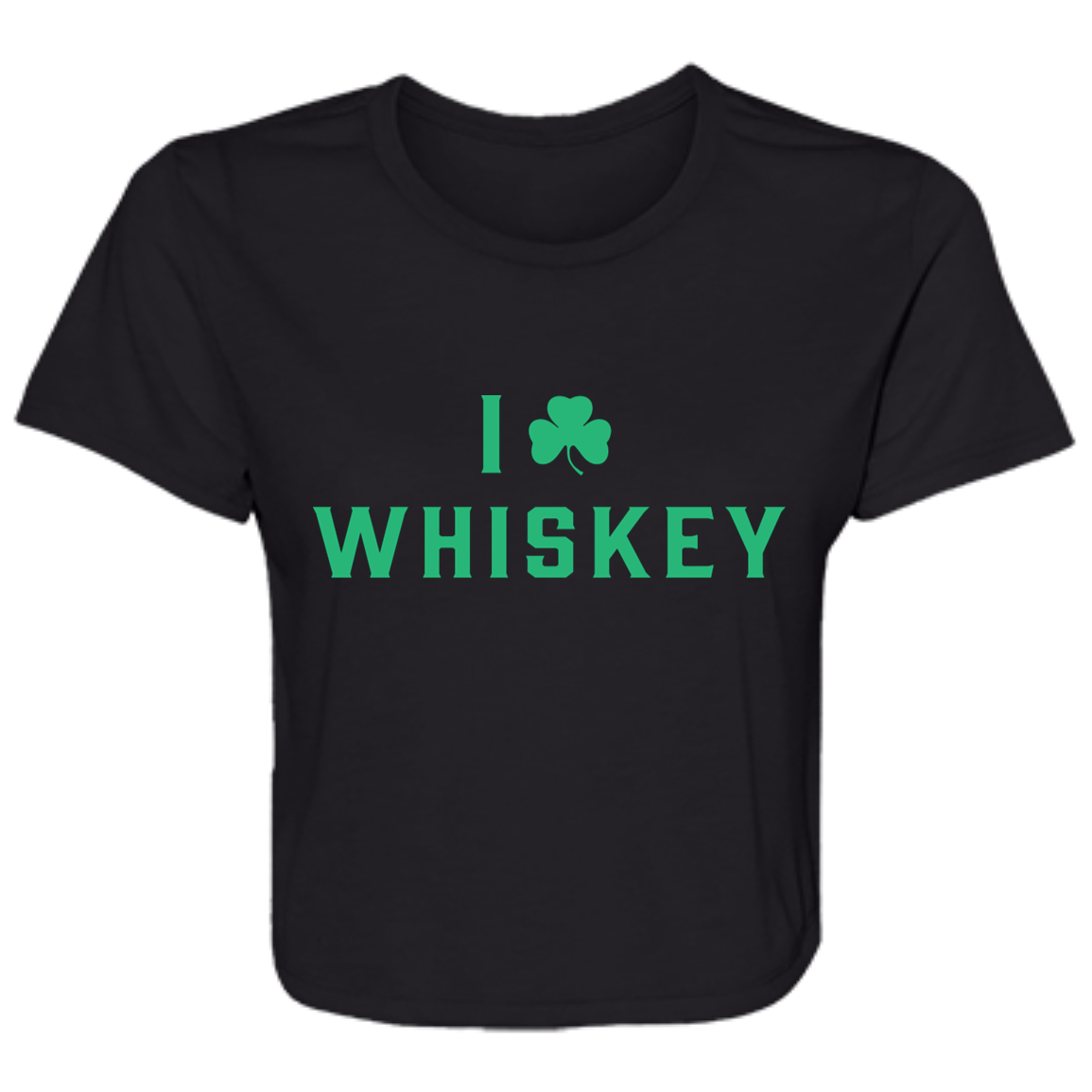 I Love Whiskey - Green Flowy Cropped Tee