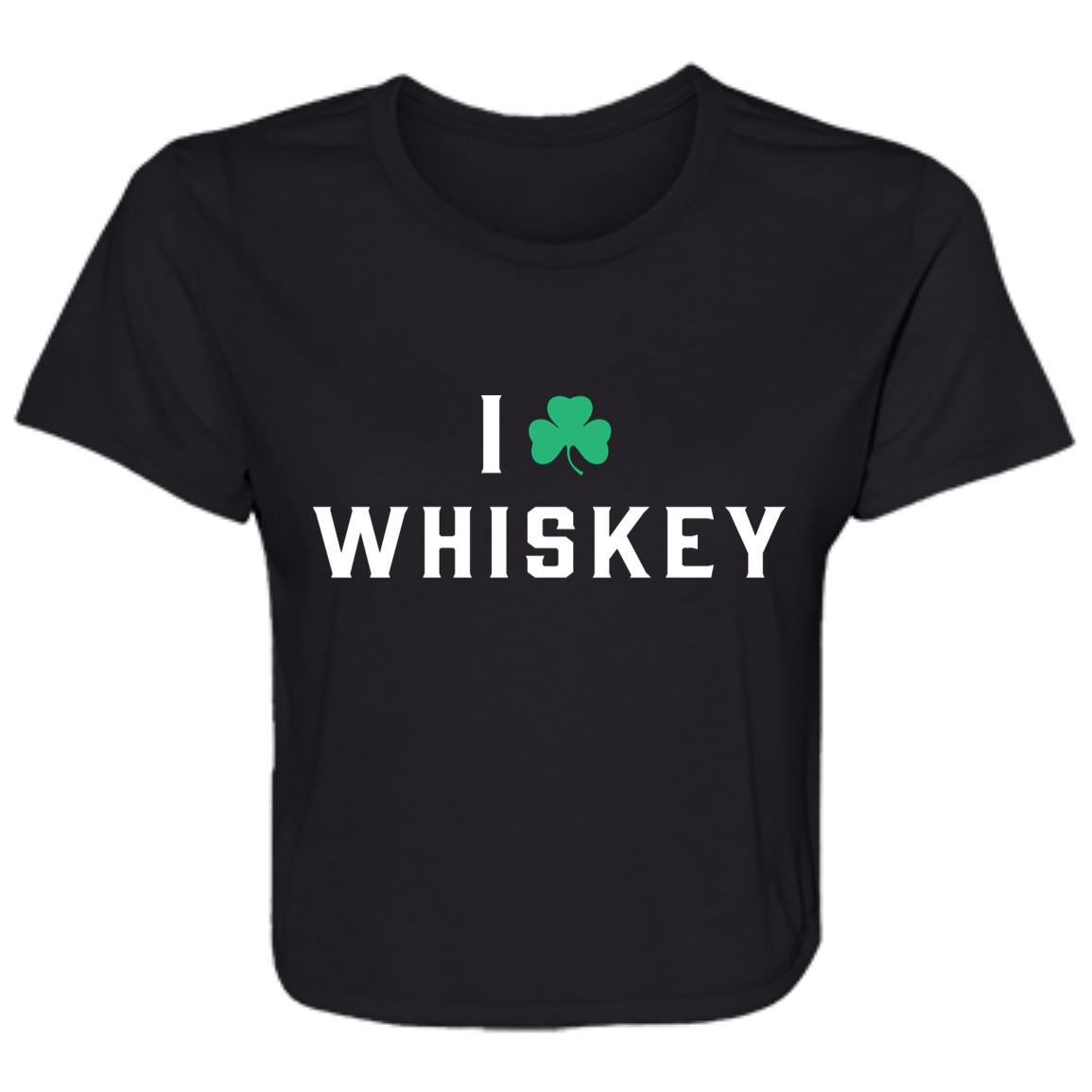 I Love Whiskey - White Flowy Cropped Tee
