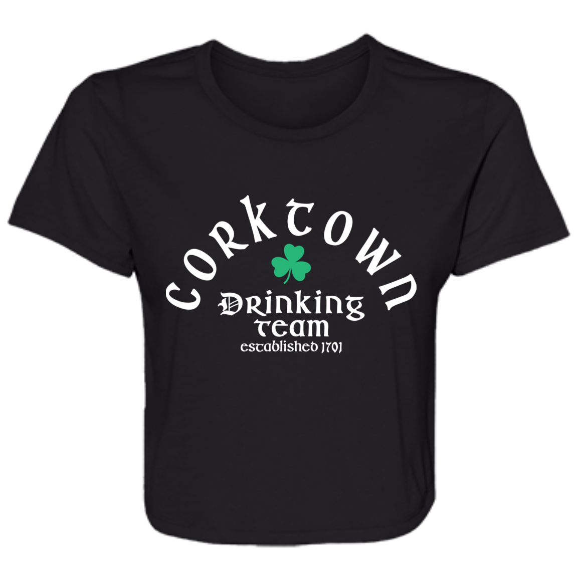 Corktown Drinking Team - White Flowy Cropped Tee