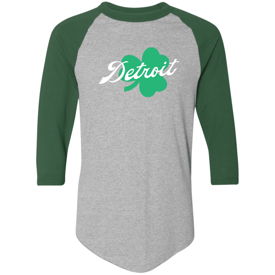 Detroit Script Shamrock - White Classic Raglan Jersey