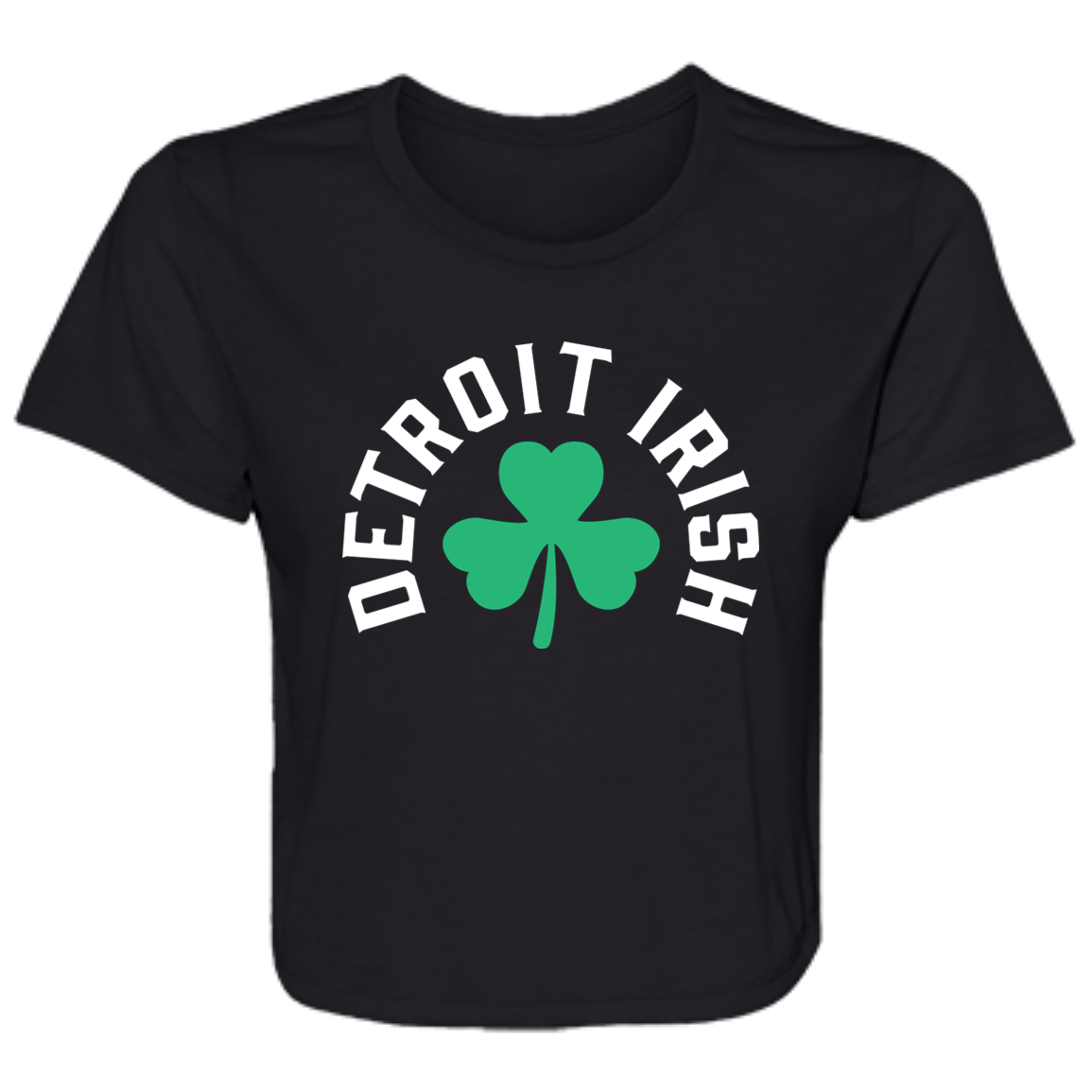 Detroit Irish Shamrock - White Flowy Cropped Tee