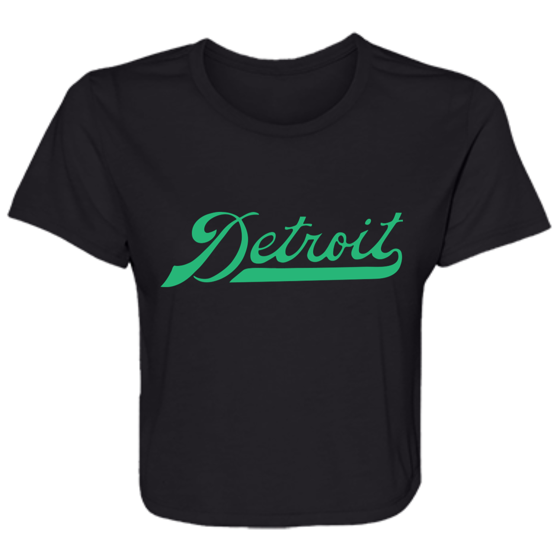 Detroit Script - Green Flowy Cropped Tee