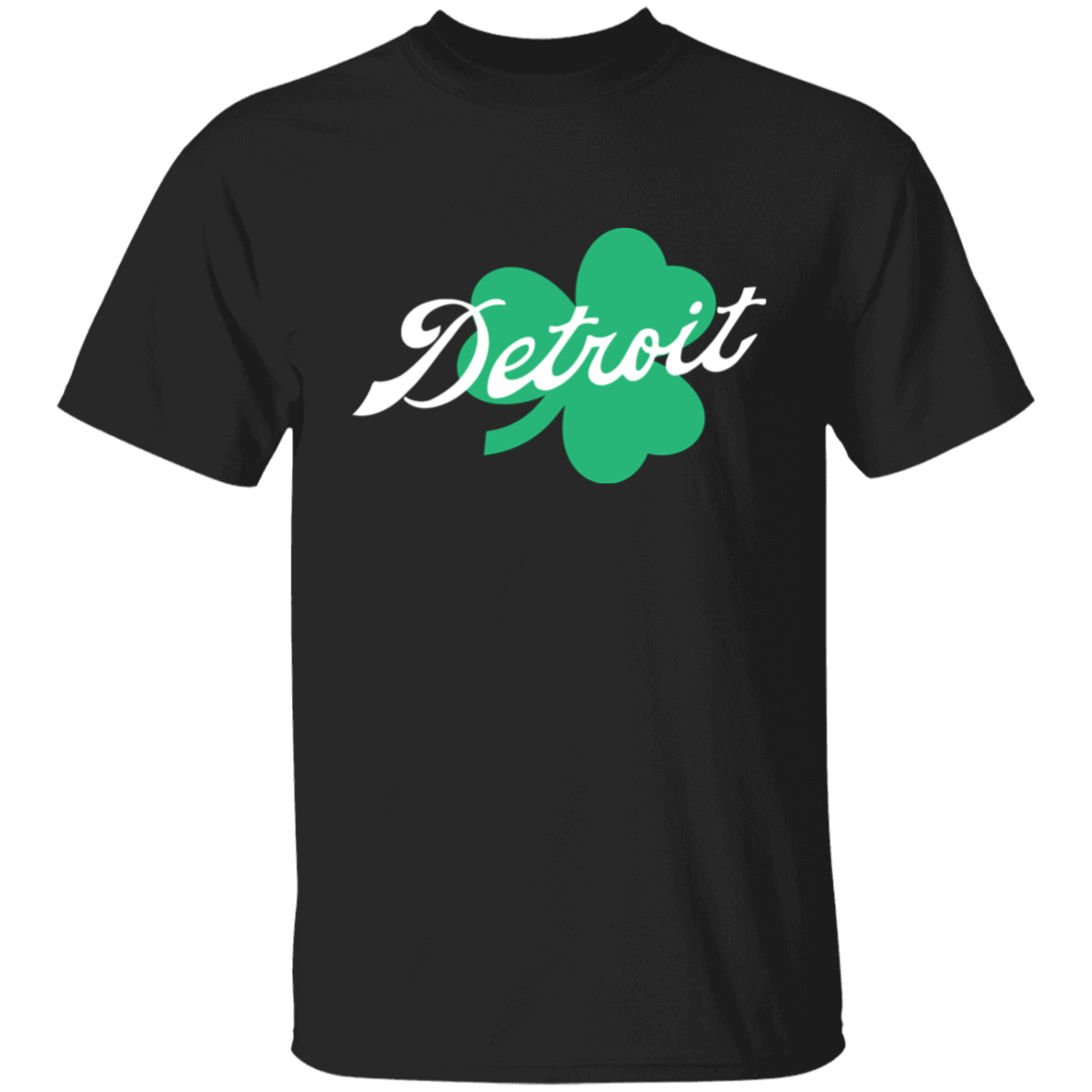 Detroit Script Shamrock - White Kids Unisex Classic T-Shirt