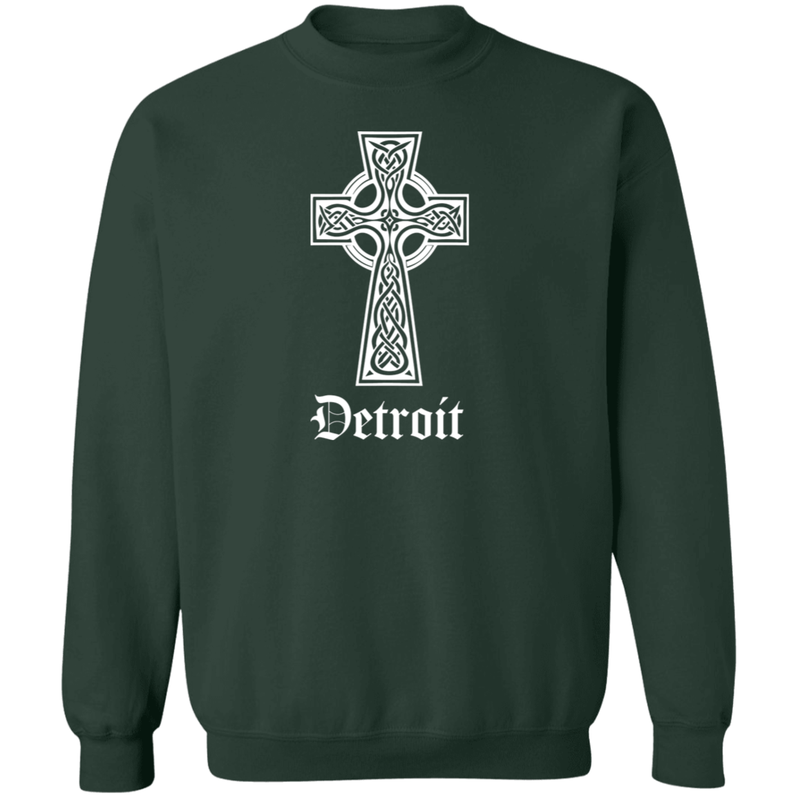 Detroit Celtic Cross - White Classic Crewneck Sweatshirt
