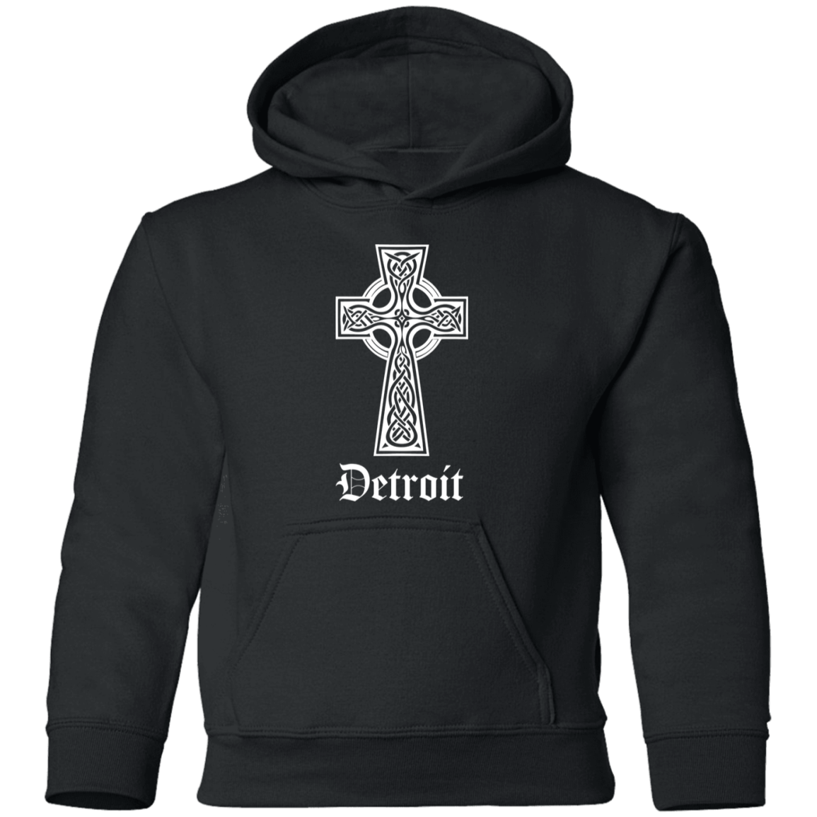Detroit Celtic Cross - White Kids Unisex Classic Hoodie