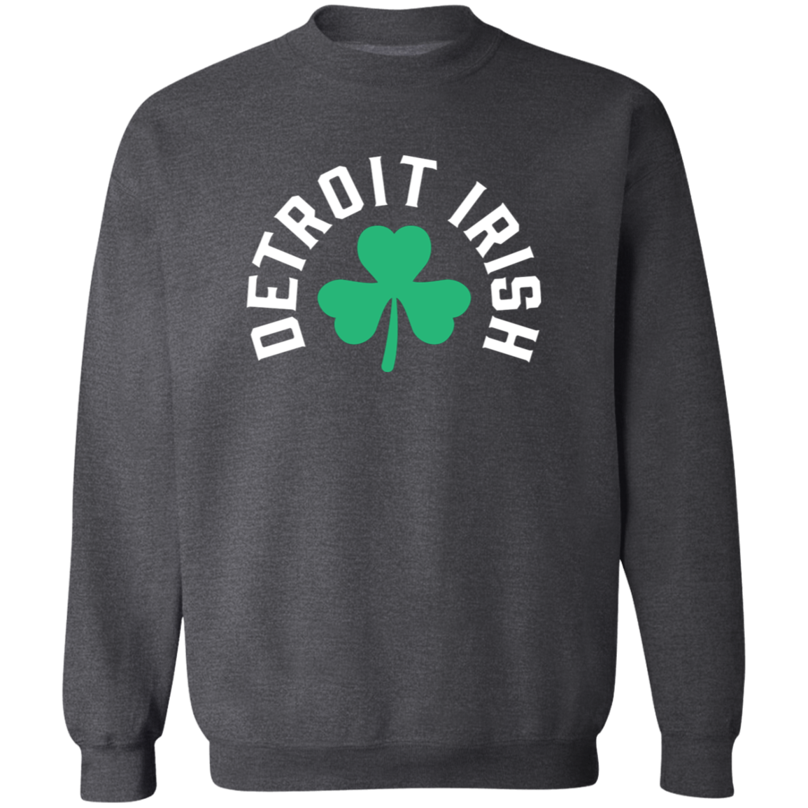 Detroit Irish Shamrock - White Classic Crewneck Sweatshirt
