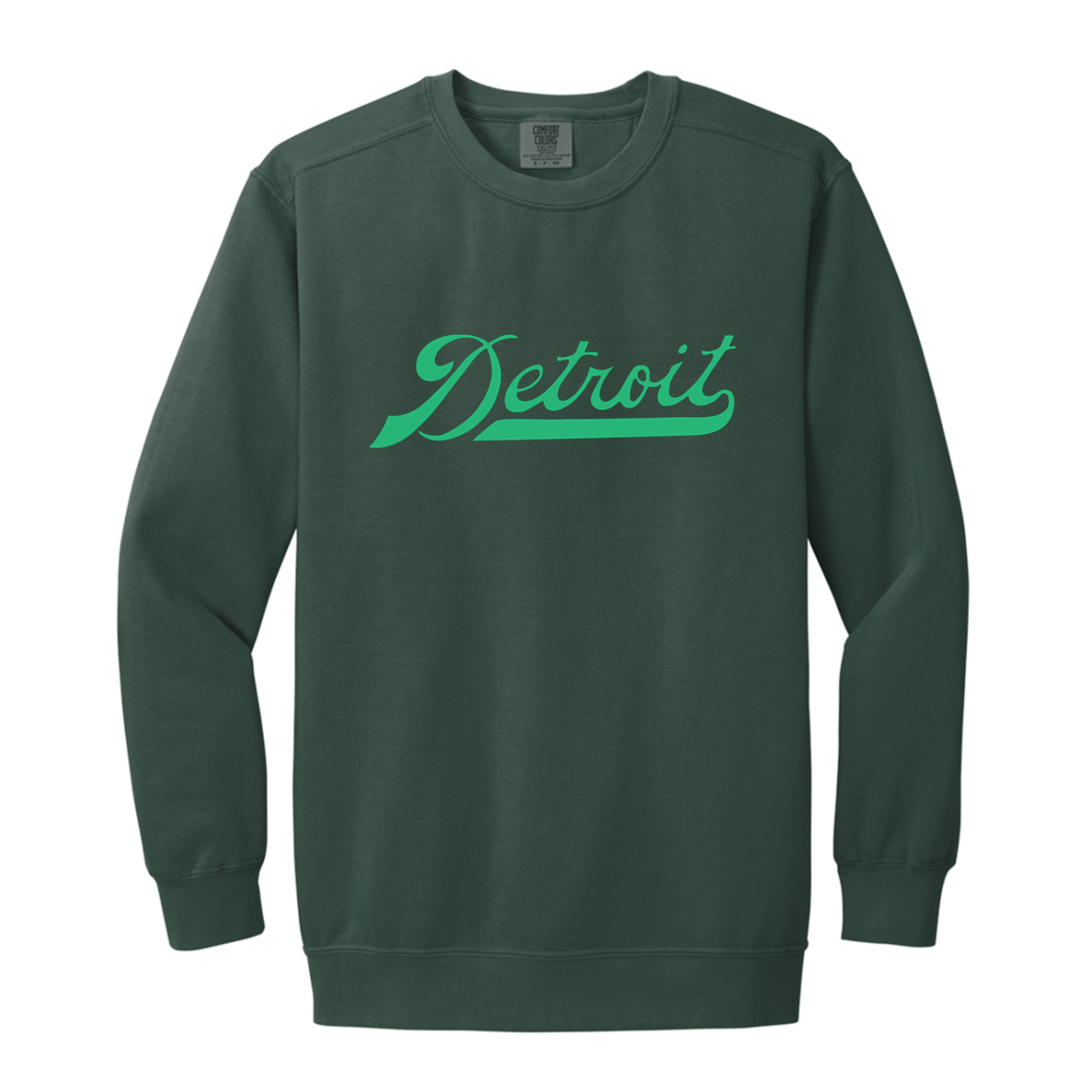 Detroit Script - Green Vintage Wash Crewneck Sweatshirt