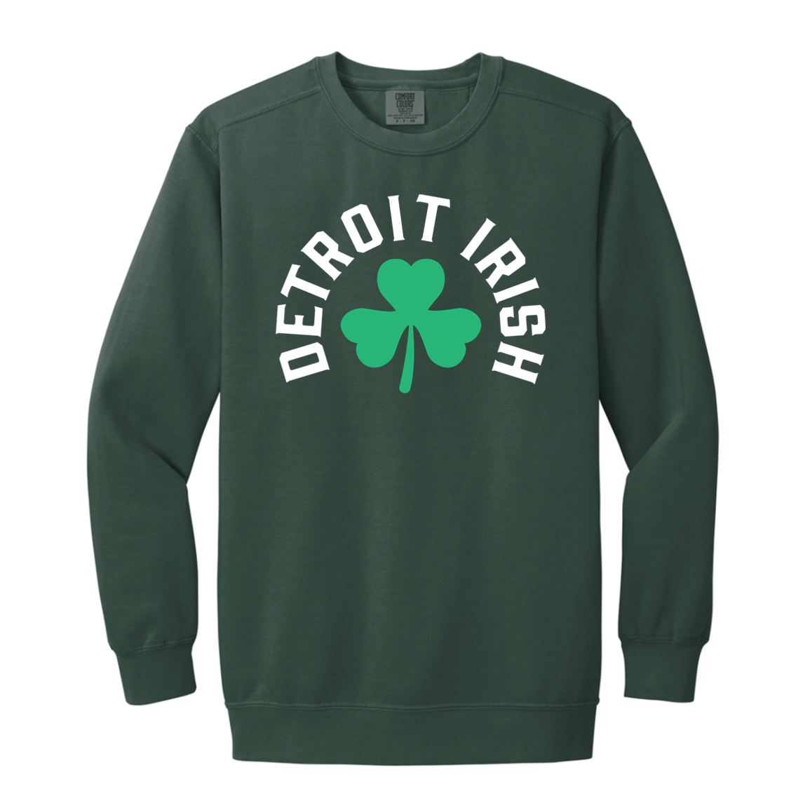 Detroit Irish Shamrock - White Vintage Wash Crewneck Sweatshirt