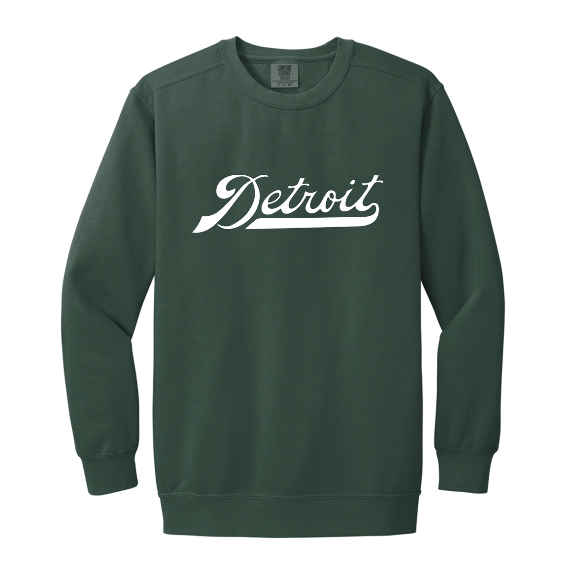 Detroit Script - White Vintage Wash Crewneck Sweatshirt