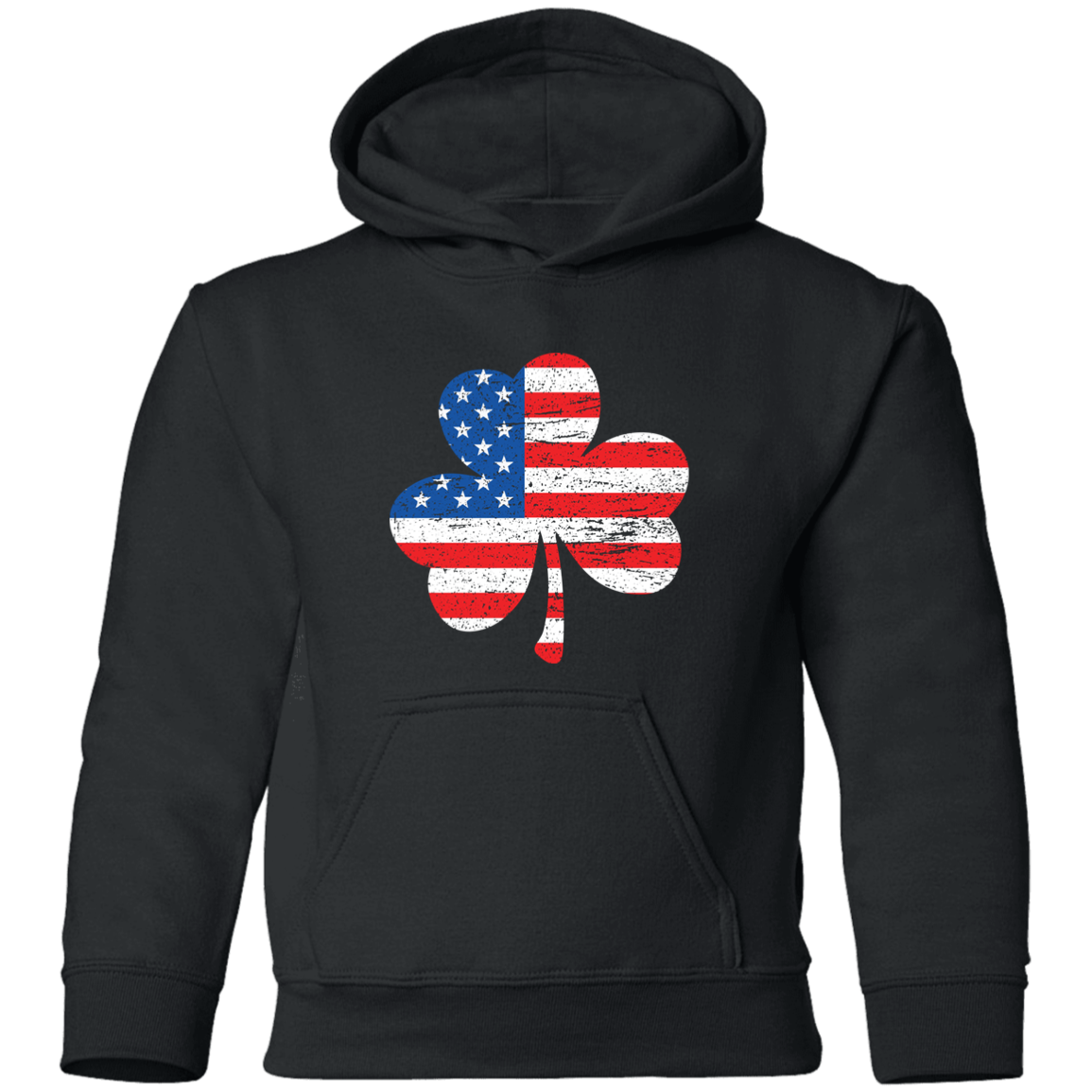 American Flag Shamrock - Distressed Kids Unisex Classic Hoodie