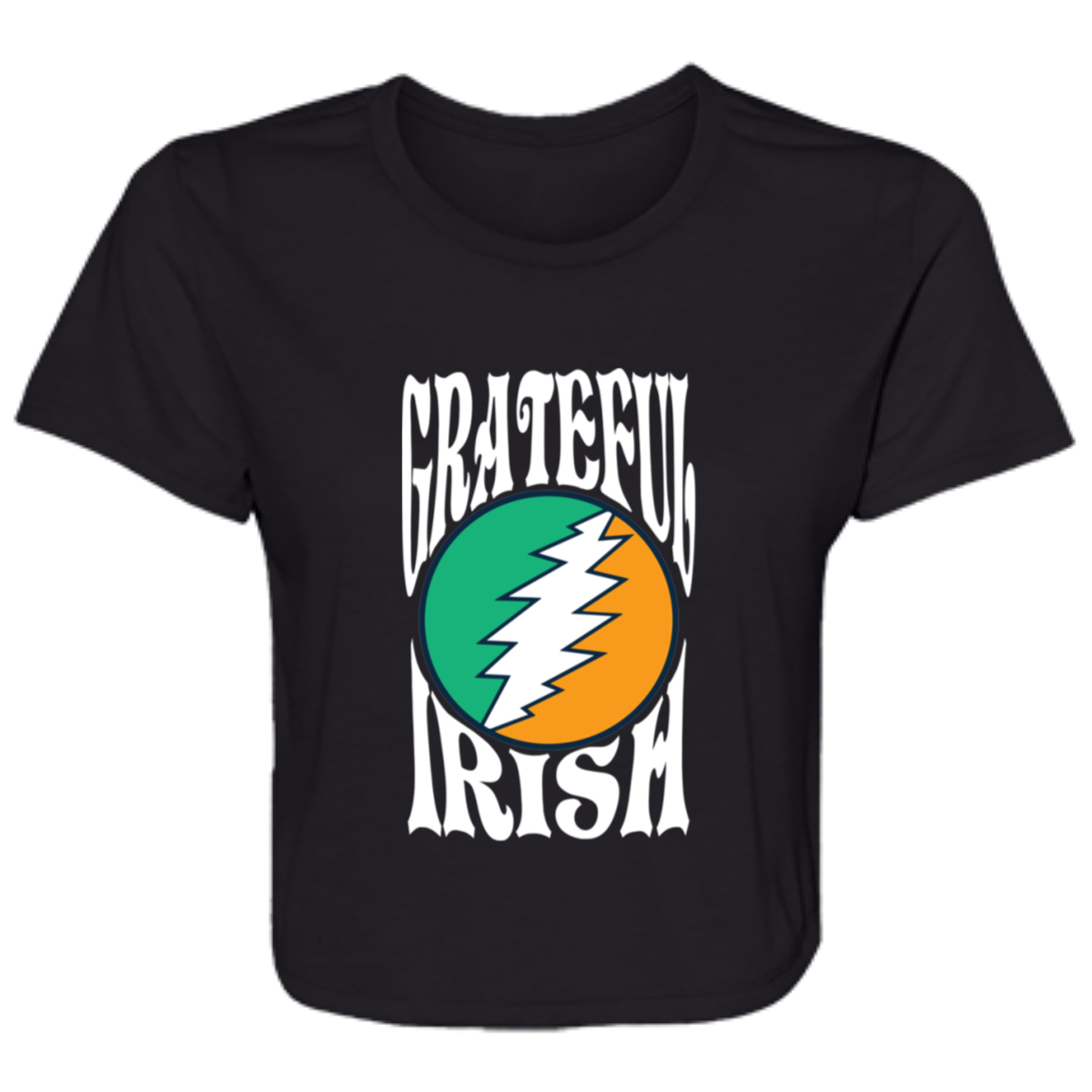 Grateful Irish - White Flowy Cropped Tee