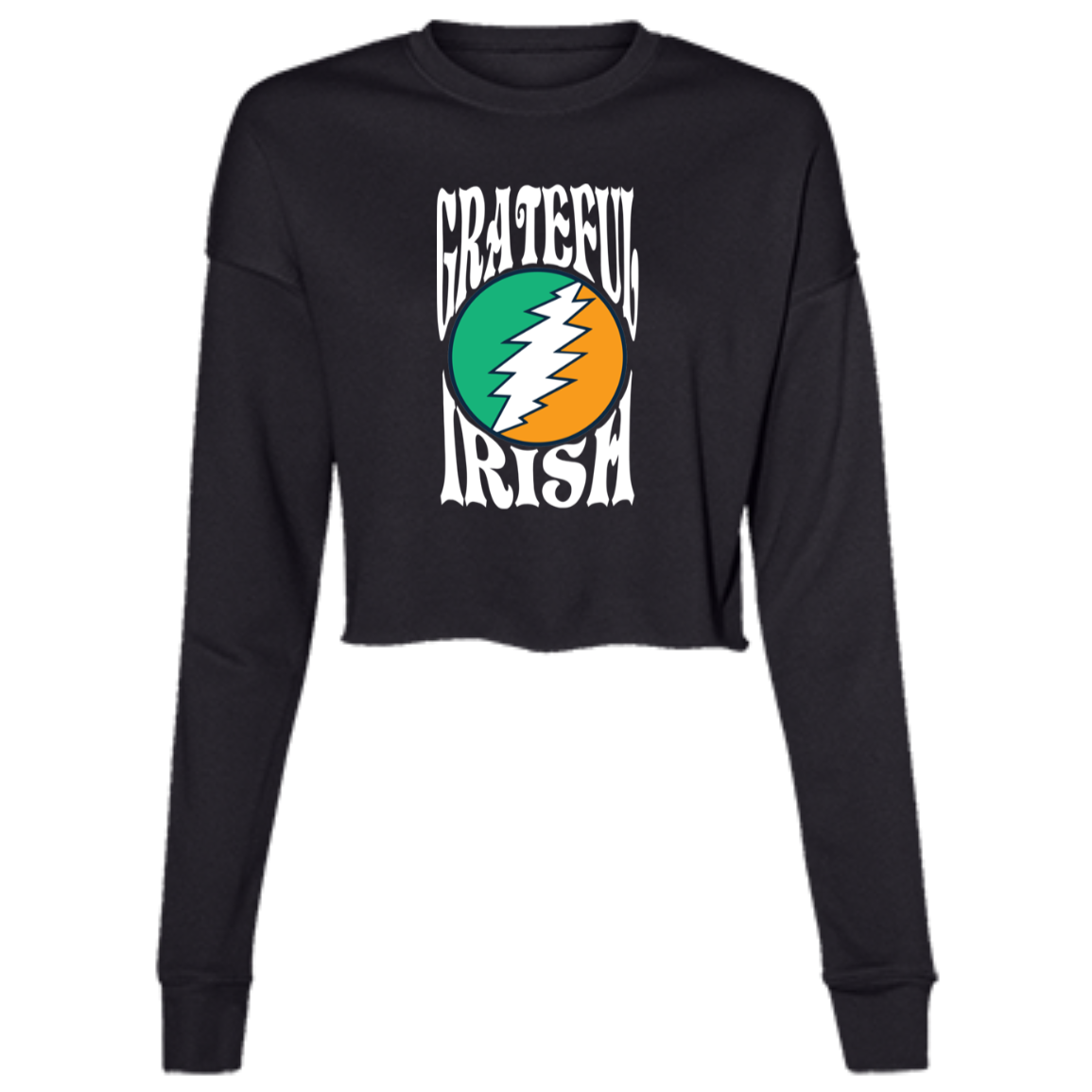 Grateful Irish - White Women's Cropped Crewneck Sweatshirt