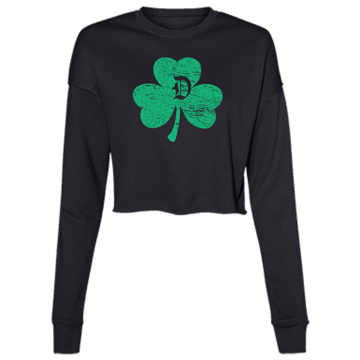 D Shamrock - Green Women's Cropped Crewneck Sweatshirt