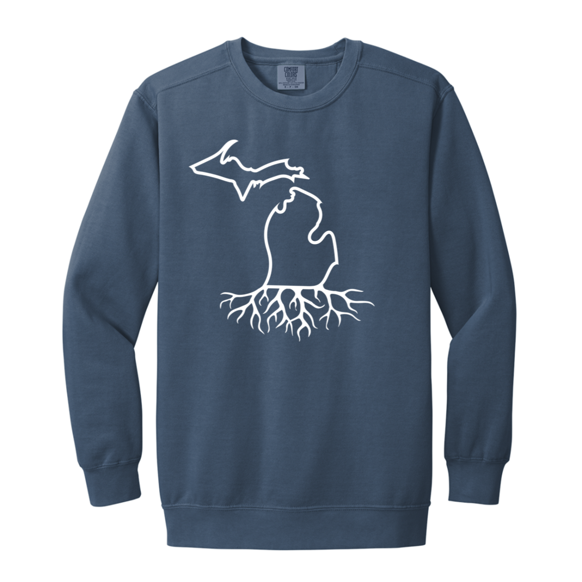 Michigan Roots - White Vintage Wash Crewneck Sweatshirt
