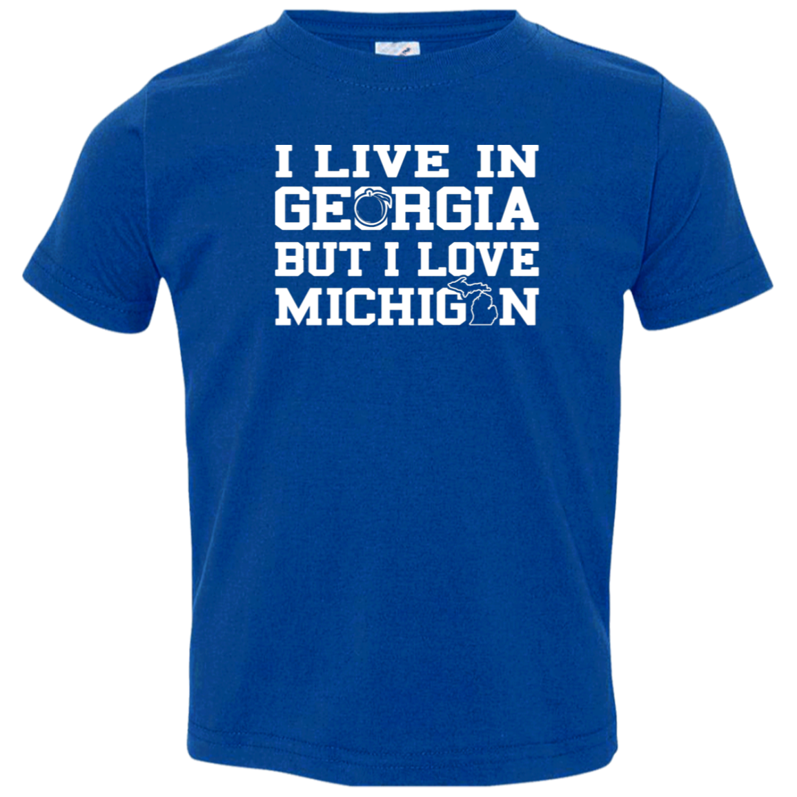 I Live in Georgia But I Love Michigan - White Cute Toddler T-Shirt